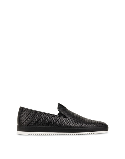 Slip-on loafers with Foxing weave print BLACK