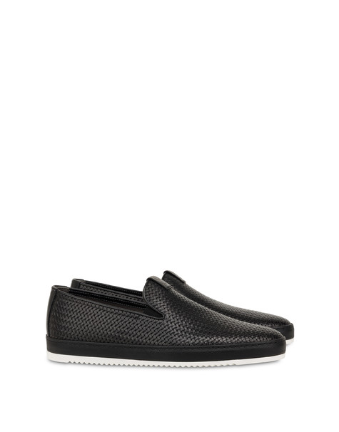 Slip-on loafers with Foxing weave print BLACK