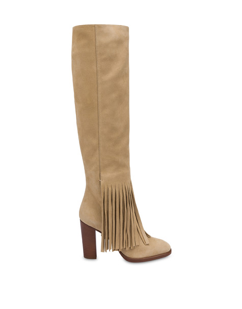 Stivali in crosta con frange Dakota TAUPE