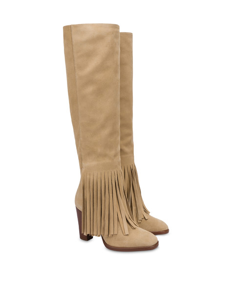 Stivali in crosta con frange Dakota TAUPE