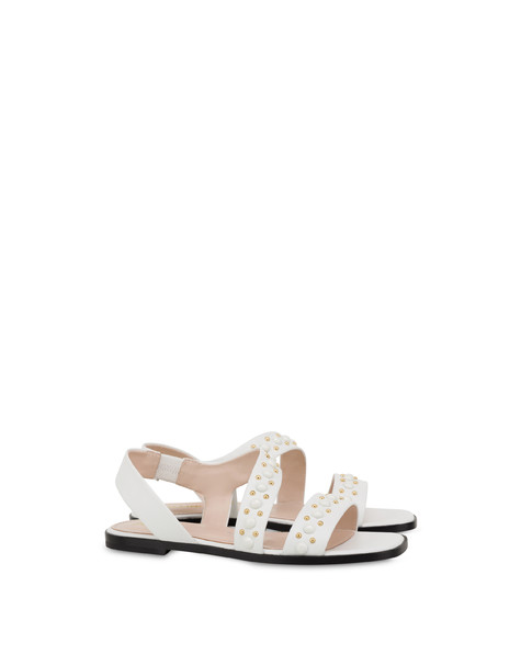Sandali flat in nappa con borchie Decor BIANCO