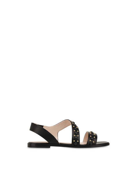 Sandali flat in nappa con borchie Decor NERO