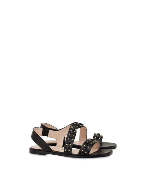 Sandali flat in nappa con borchie Decor NERO