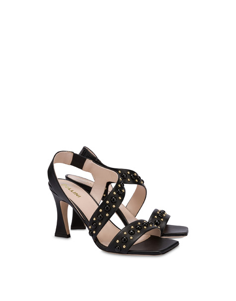 Sandali in nappa con borchie Decor NERO
