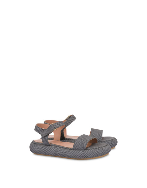 Sandali flatform con stampa pitone Floating CIELO