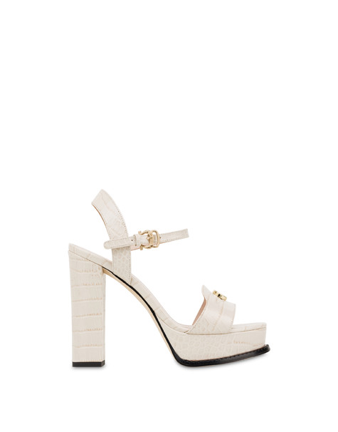 Sandali con plateau in vitello cocco Oxford AVORIO