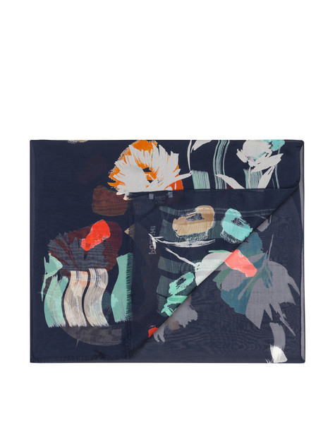 Chiffon stole with painterly flowers WATER COLOUR