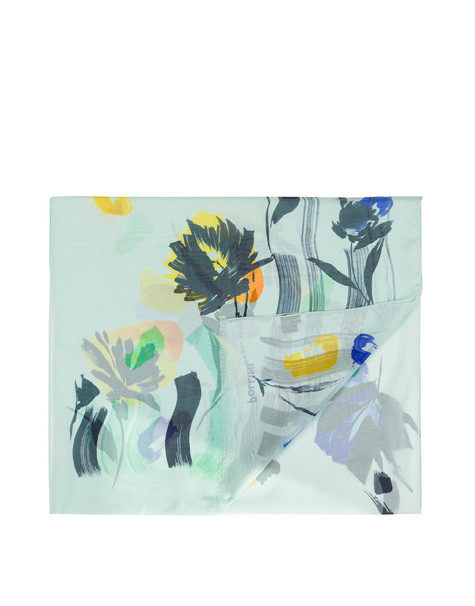 Chiffon stole with painterly flowers BLUE