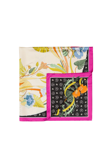 Silk scarf with floral print FUCHSIA