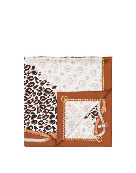 Silk scarf with animal print BROWN