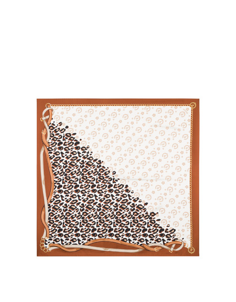 Silk scarf with animal print BROWN