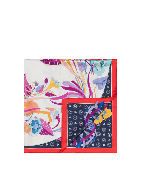 Silk scarf with floral print RED