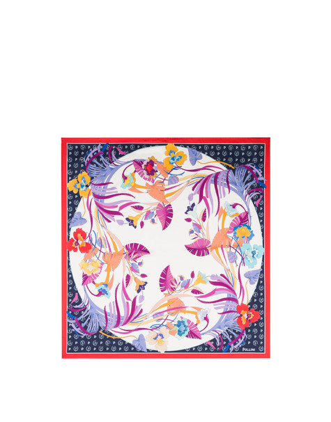 Silk scarf with floral print RED