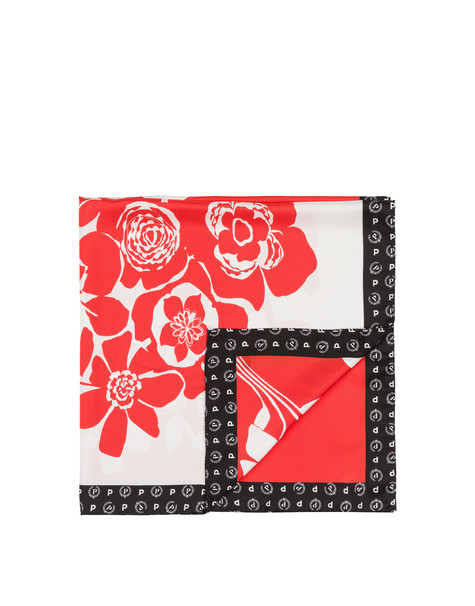 Flowers silk scarf BLACK