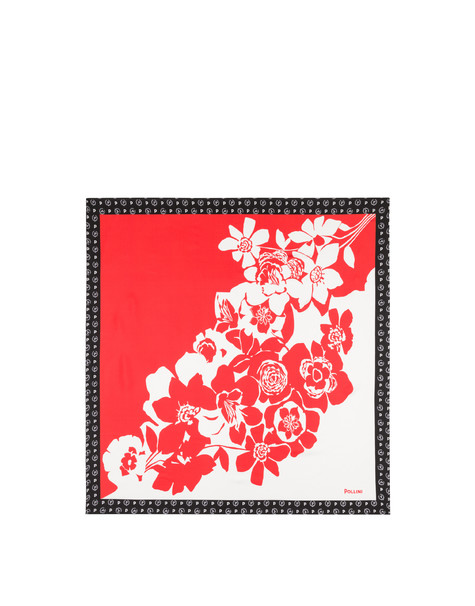 Flowers silk scarf BLACK