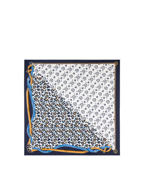 Silk scarf with animal print BLUE