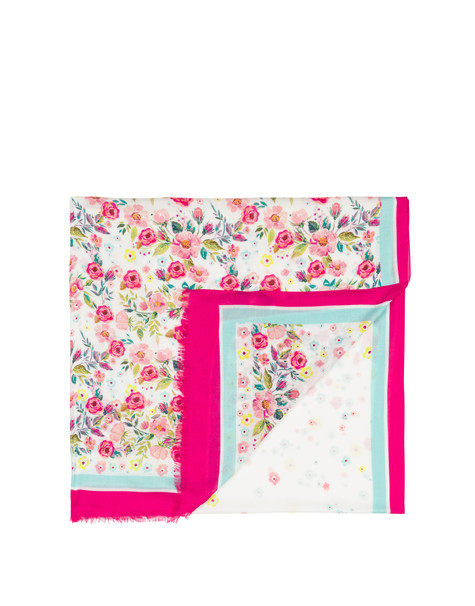 Flowers Print Viscose Stole FUCHSIA