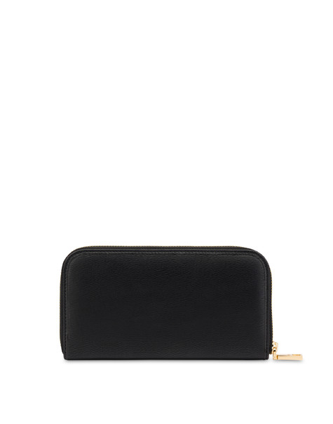 Zip wallet with hand-grained leather effect BLACK
