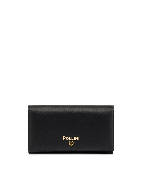 Continental Wallet with hand-grained leather effect. BLACK