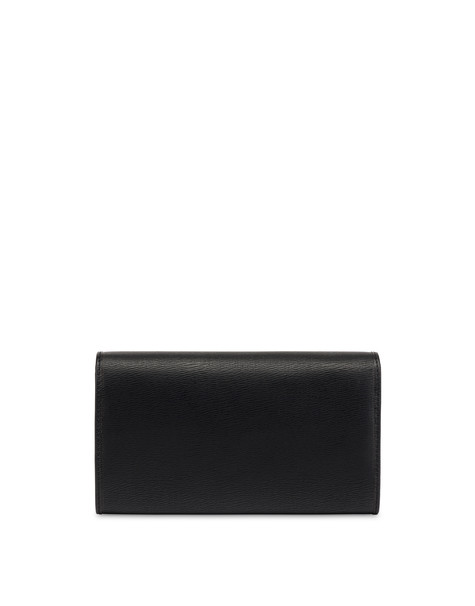 Continental Wallet with hand-grained leather effect. BLACK