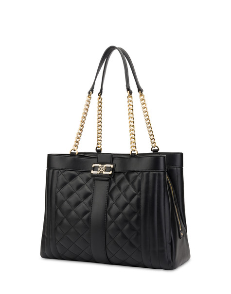 Tote bag matelassé Check the lines NERO
