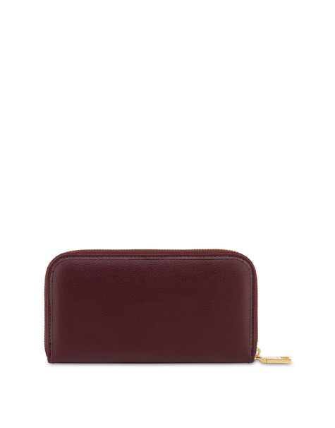 Zip wallet with hand-grained leather effect BORDEAUX