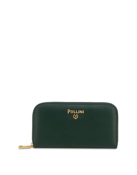 Zip wallet with hand-grained leather effect WOOD GREEN