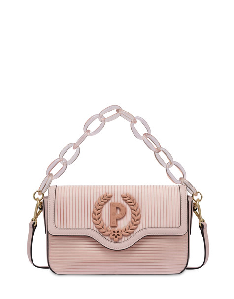 Candy bag in pleated satin with maxi chain NUDE/NUDE