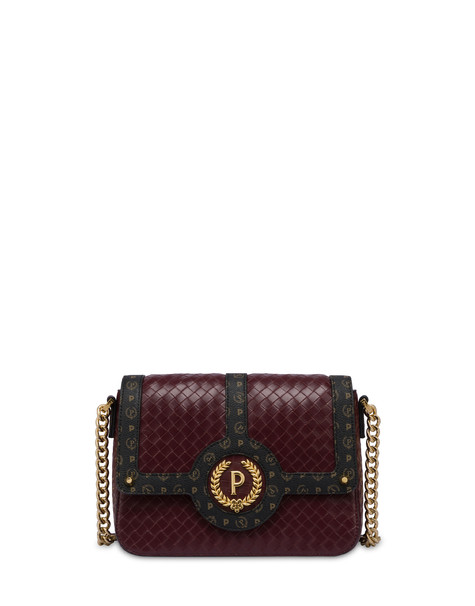 Borsa a tracolla stampa intreccio Royal Laurel BORDEAUX/NERO