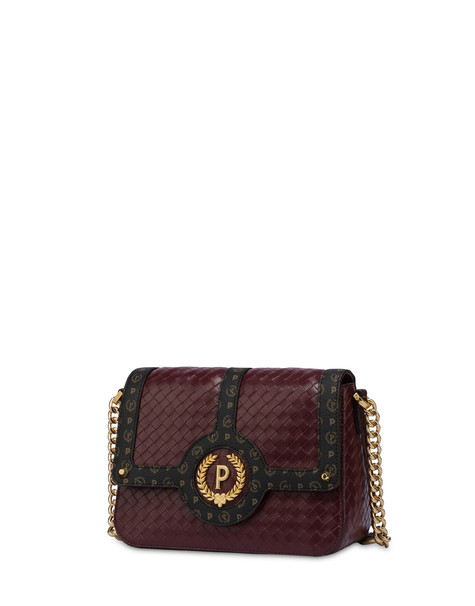 Borsa a tracolla stampa intreccio Royal Laurel BORDEAUX/NERO