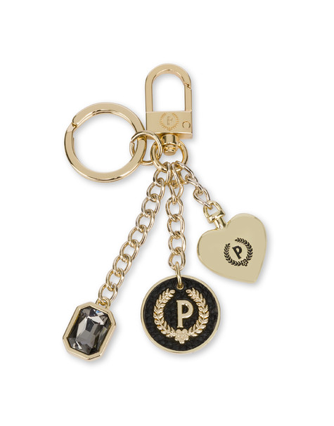Metal keyring with charm GOLD/BLACK