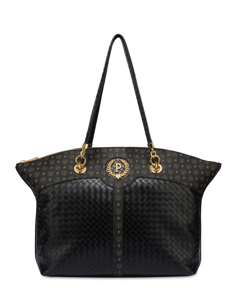 Tote bag stampa intreccio Royal Laurel NERO/NERO