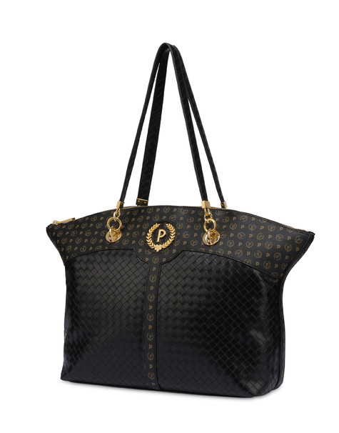 Tote bag stampa intreccio Royal Laurel NERO/NERO