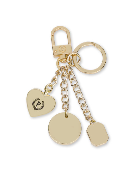 Metal keyring with charm GOLD/BORDEAUX