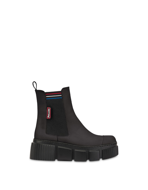 Wet Look rubberized calfskin Chelsea boot BLACK/BLACK-RED-WHITE-BLUE