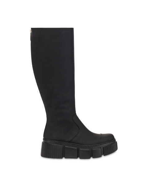 Wet Look rubberized calfskin boots BLACK