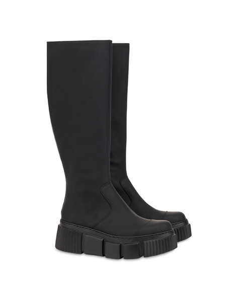 Wet Look rubberized calfskin boots BLACK