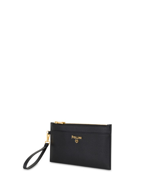 Pouch piatta effetto polmellato NERO