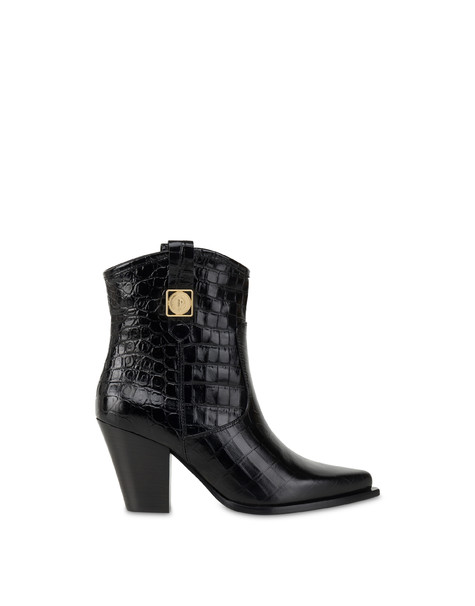 Texas Flair Crocodile Print Boot BLACK