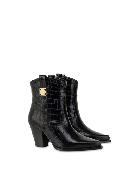 Texas Flair Crocodile Print Boot BLACK