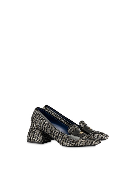 Mocassini con tacco in bouclé Royal Penny NERO/NERO