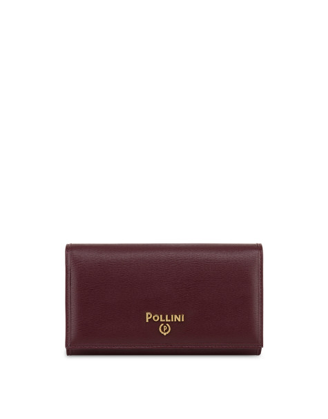 Continental Wallet with hand-grained leather effect. BORDEAUX