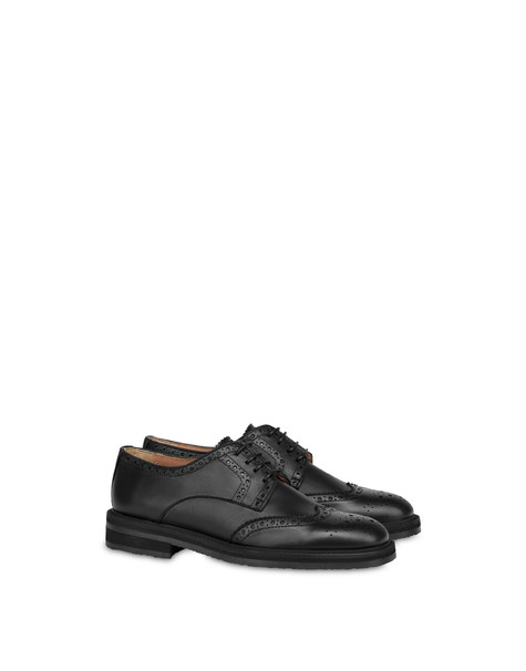 Mannish smooth calfskin derbies BLACK