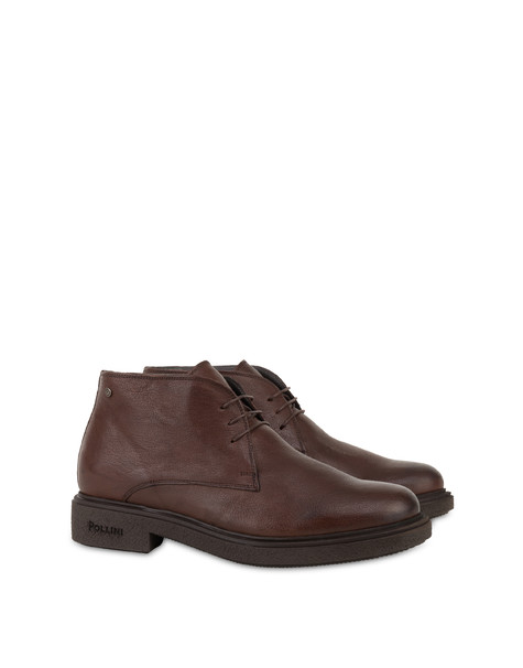 Gentlemen's Club goatskin lace-up ankle boots DARK BROWN
