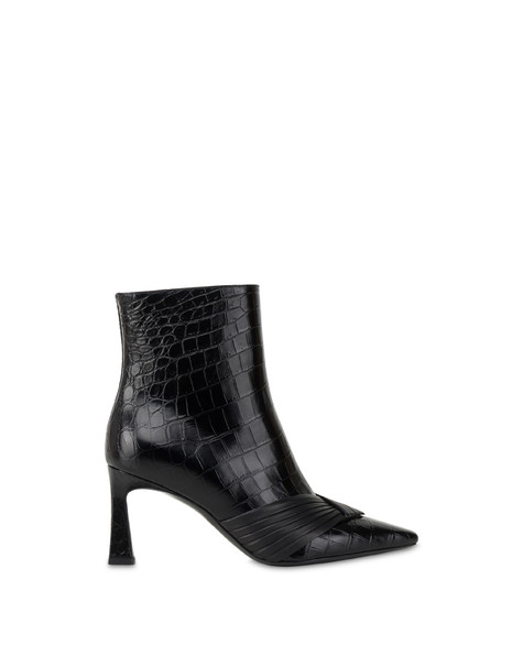 Sissi Plissé Crocodile Print Boot BLACK/BLACK
