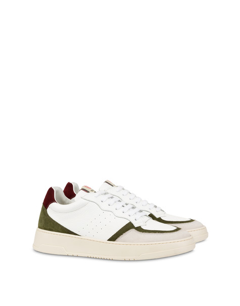Sneakers in vitello e crosta Bourton BIANCO/VERDE/PERLA/BORDEAUX