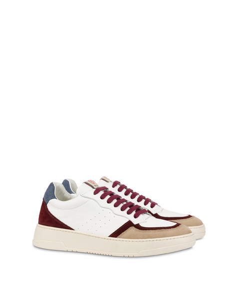 Sneakers in vitello e crosta Bourton BIANCO/BORDEAUX/AVORIO/AVIO