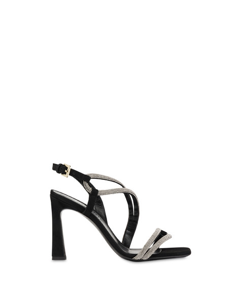 Sandali in camoscio con strass Bling bling NERO