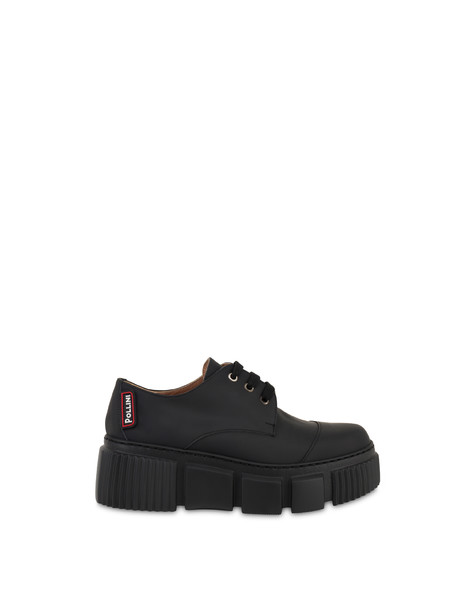 Wet Look rubberized calfskin derby BLACK