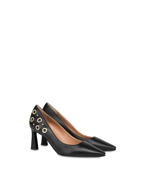 Ring and Studs nappa leather pumps BLACK
